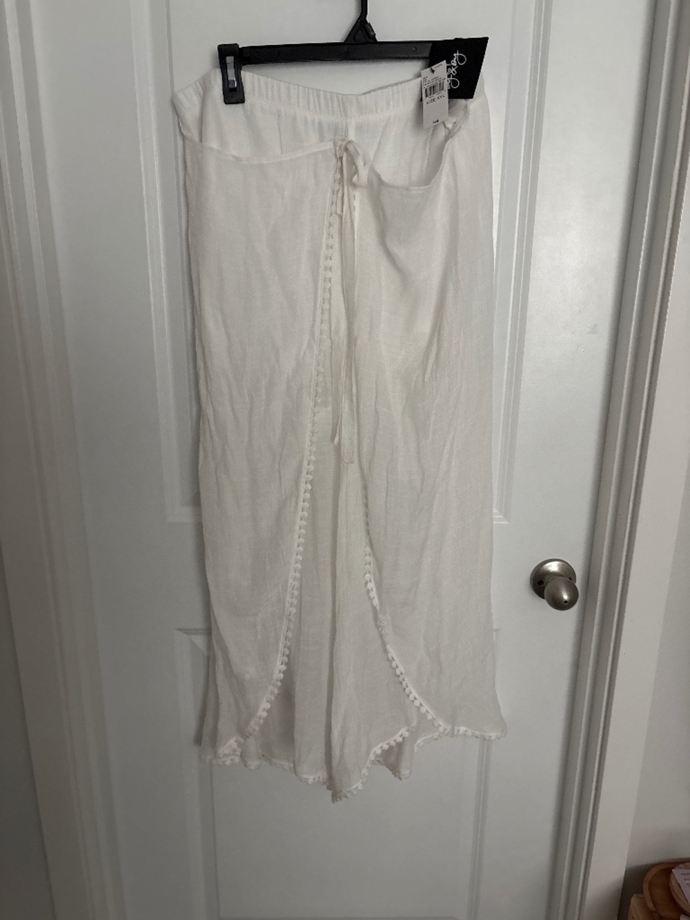 *NEW* White High Waisted Tie Front Hem Palazzo Wide Leg Flowy Casual Pants